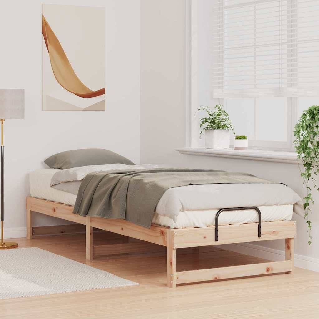 vidaXL Bettrahmen Braun 90 x 210 cm Massives Kiefernholz