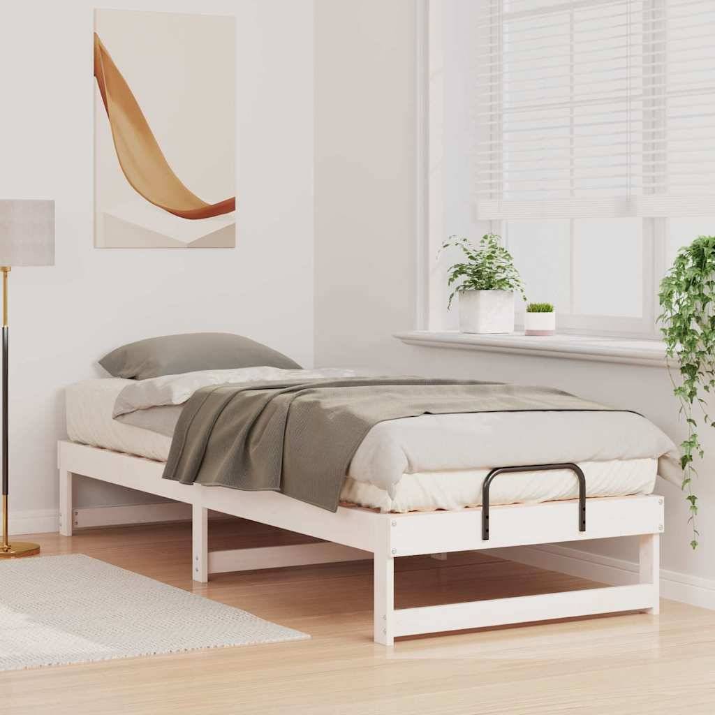 vidaXL Bettrahmen Weiß 80 x 210 cm Massives Kiefernholz