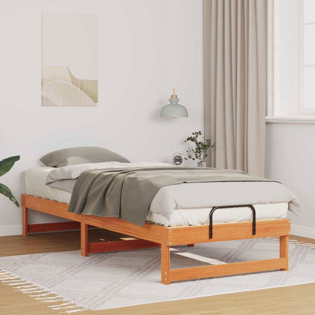 vidaXL Bettrahmen Braun 90 x 210 cm Massives Kiefernholz