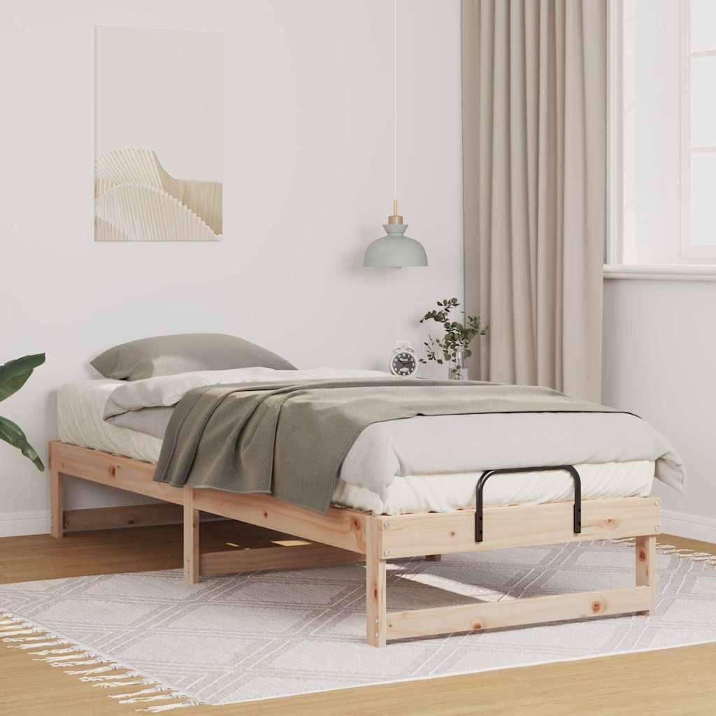 vidaXL Bettrahmen Braun 90 x 210 cm Massives Kiefernholz