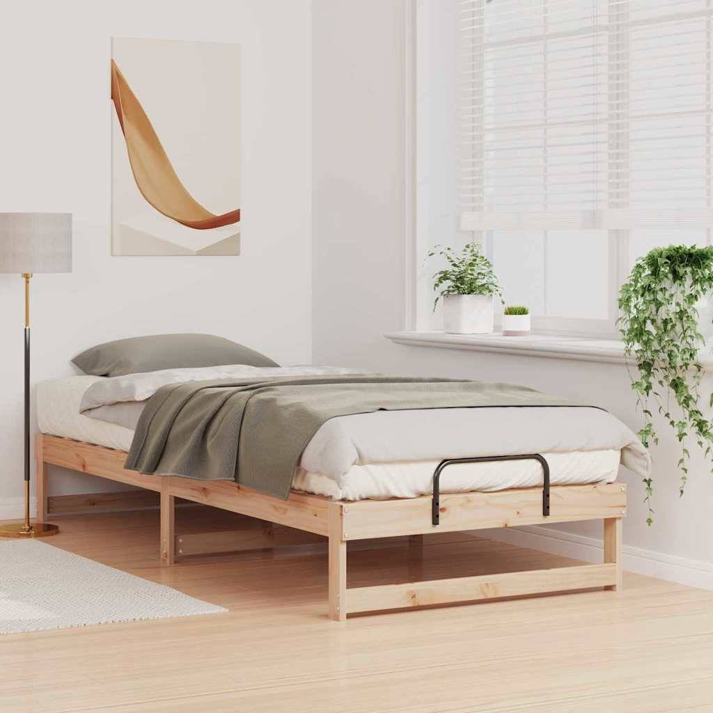 vidaXL Bettrahmen Braun 100 x 220 cm Massives Kiefernholz