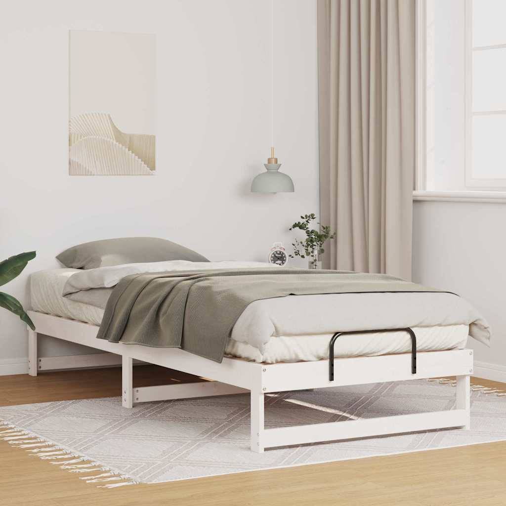 vidaXL Bettrahmen Weiß 100 x 220 cm Massives Kiefernholz