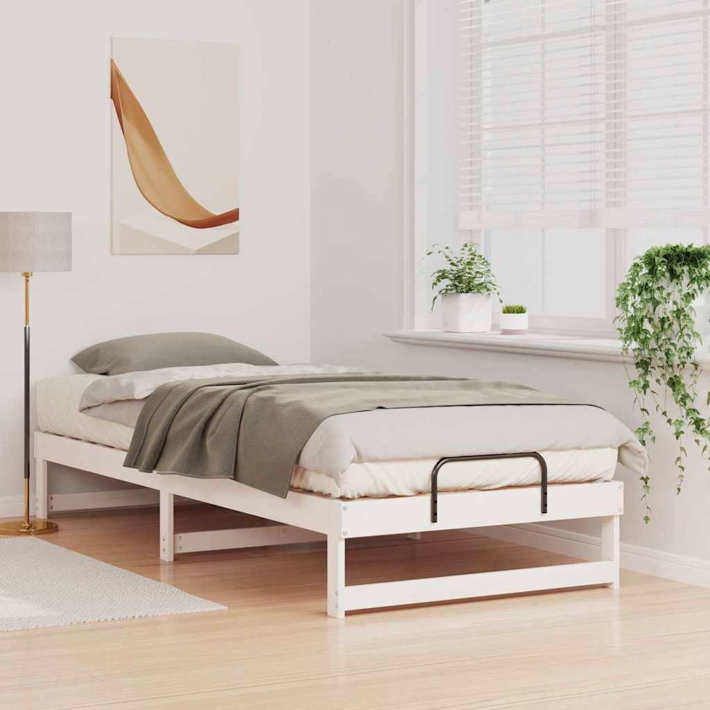 vidaXL Bettrahmen Weiß 100 x 220 cm Massives Kiefernholz