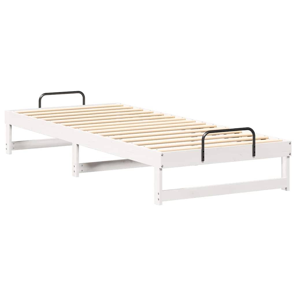 vidaXL Bettrahmen Weiß 90 x 220 cm Massives Kiefernholz