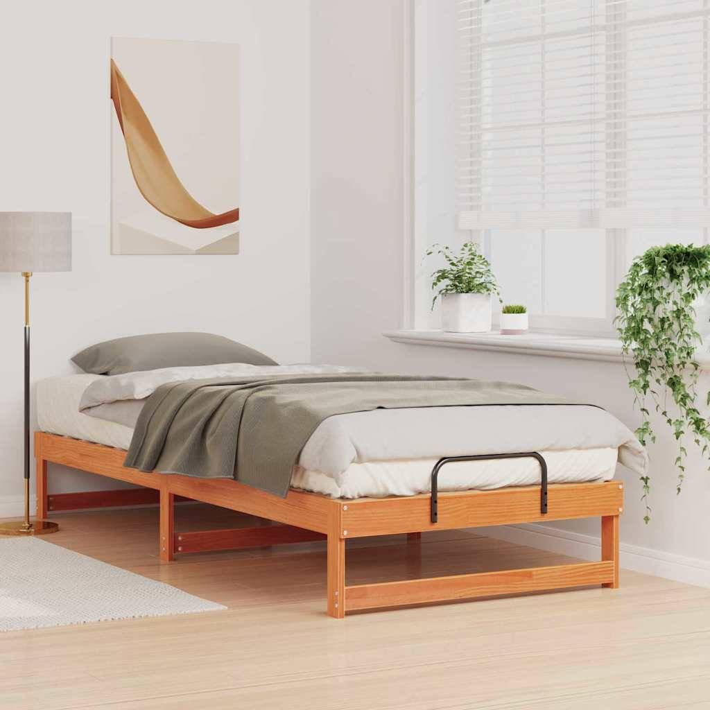 vidaXL Bettrahmen Braun 80 x 220 cm Massives Kiefernholz