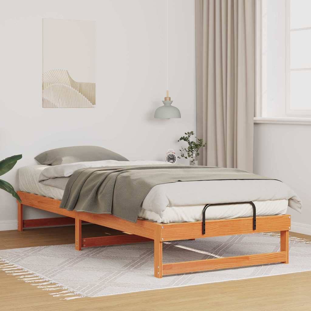 vidaXL Bettrahmen Braun 80 x 220 cm Massives Kiefernholz