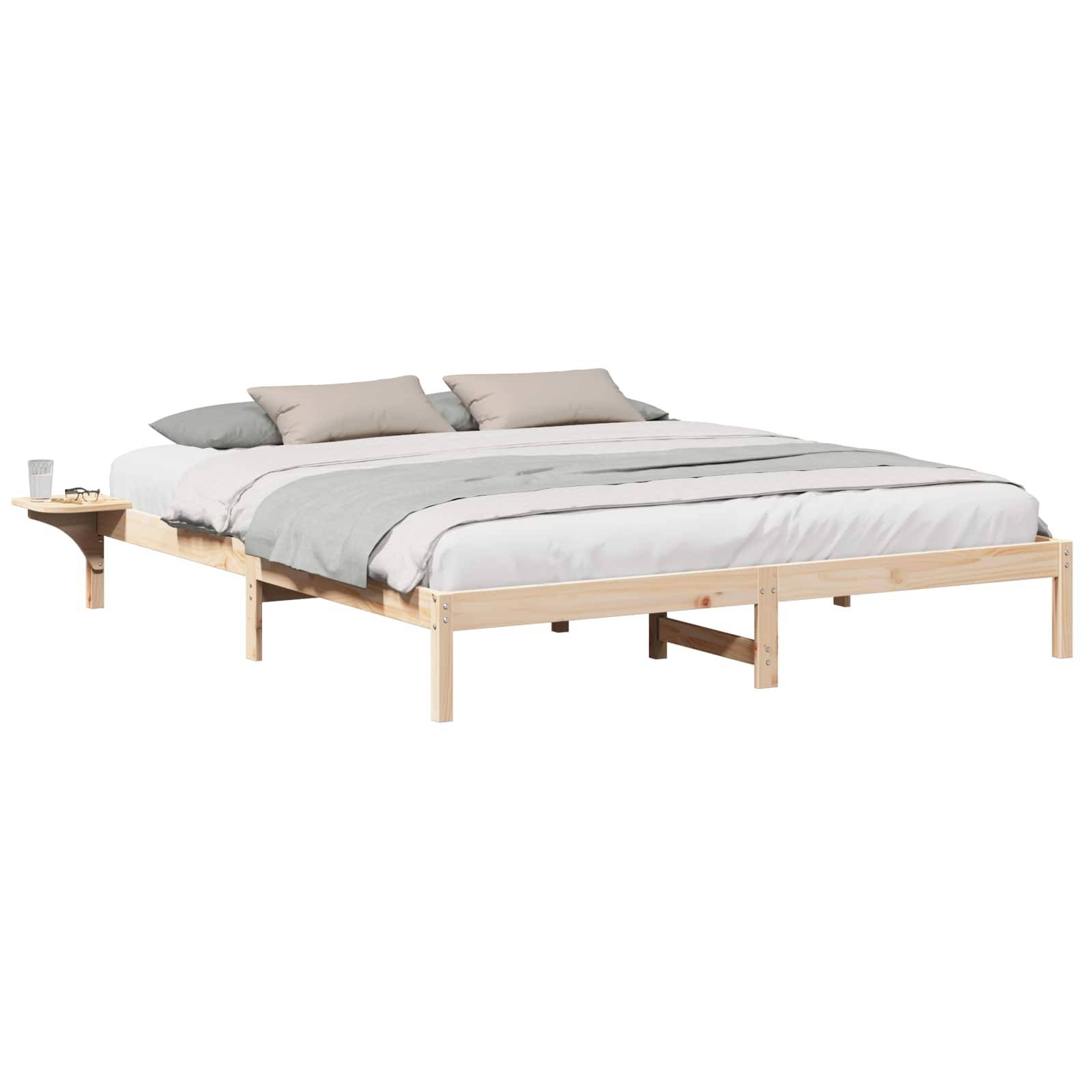 vidaXL Bettrahmen Natur 200 x 200 cm Massives Kiefernholz