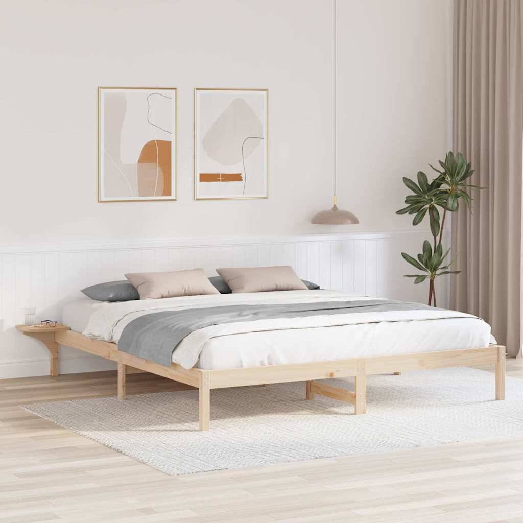 vidaXL Bettrahmen Natur 180 x 200 cm Massives Kiefernholz