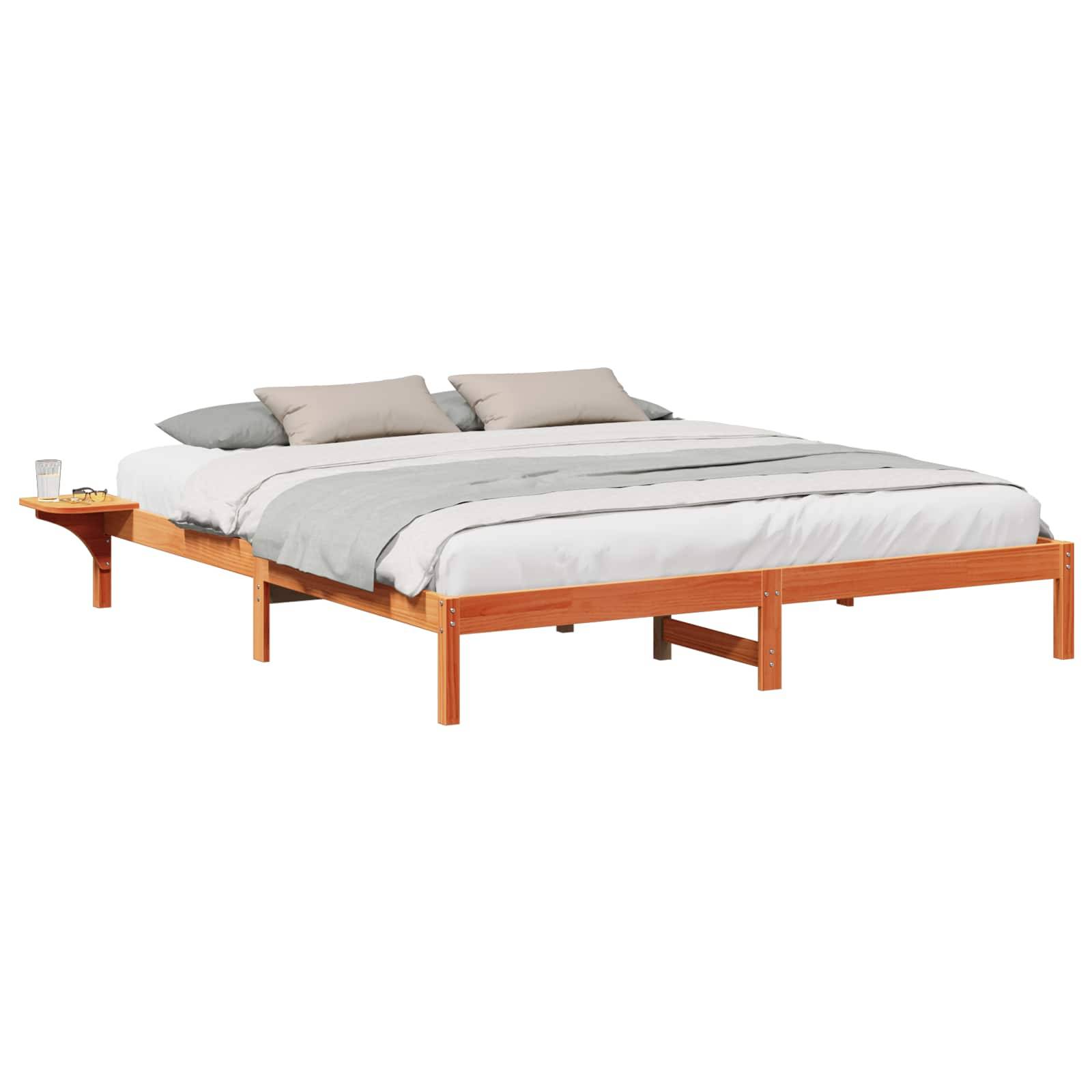 vidaXL Bettrahmen Wachsbraun 180 x 200 cm Massives Kiefernholz