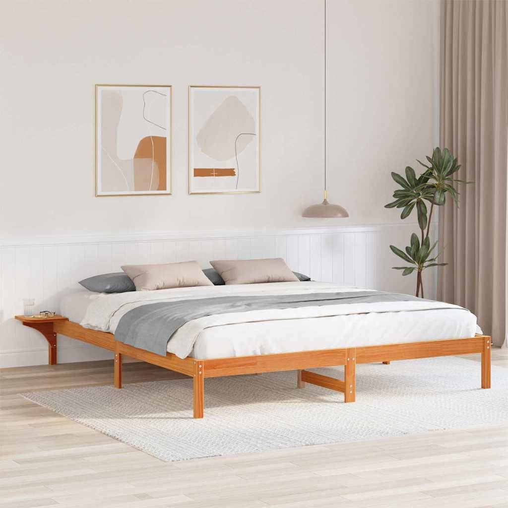 vidaXL Bettrahmen Wachsbraun 180 x 200 cm Massives Kiefernholz