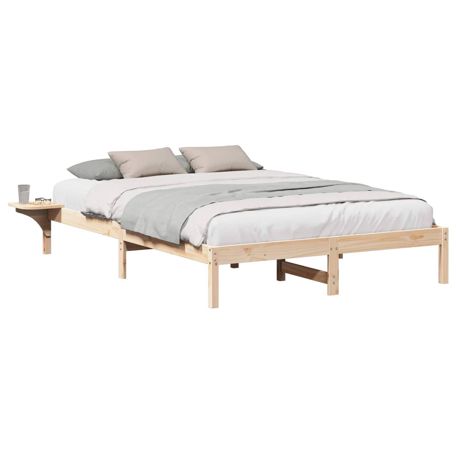 vidaXL Bettrahmen Natur 140 x 200 cm Massives Kiefernholz