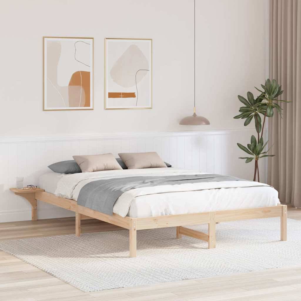 vidaXL Bettrahmen Natur 160 x 200 cm Massives Kiefernholz