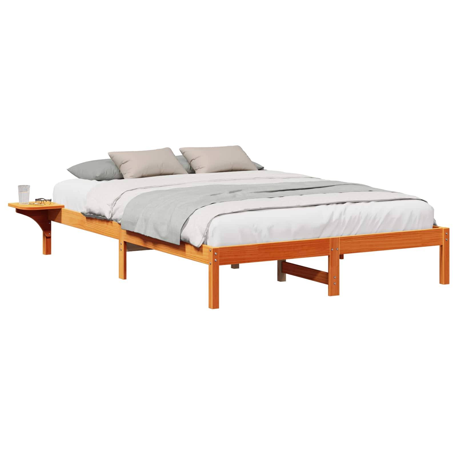 vidaXL Bettrahmen Wachsbraun 140 x 200 cm Massives Kiefernholz
