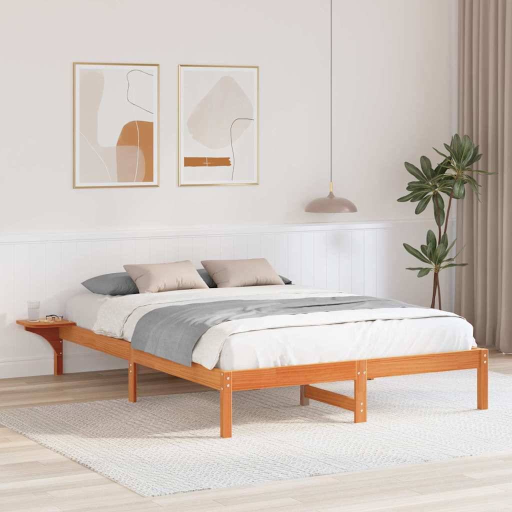 vidaXL Bettrahmen Wachsbraun 140 x 200 cm Massives Kiefernholz