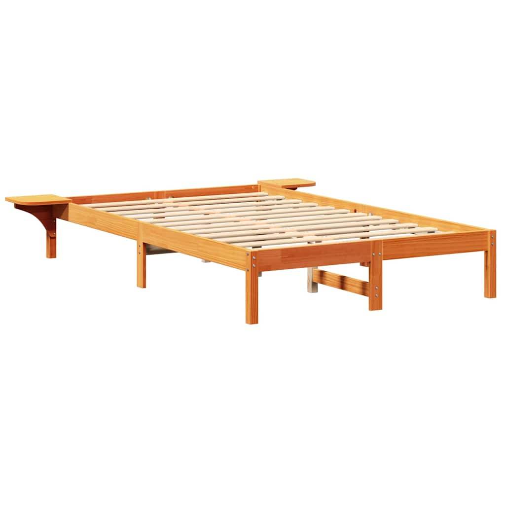 vidaXL Bettrahmen Wachsbraun 135 x 190 cm Massives Kiefernholz