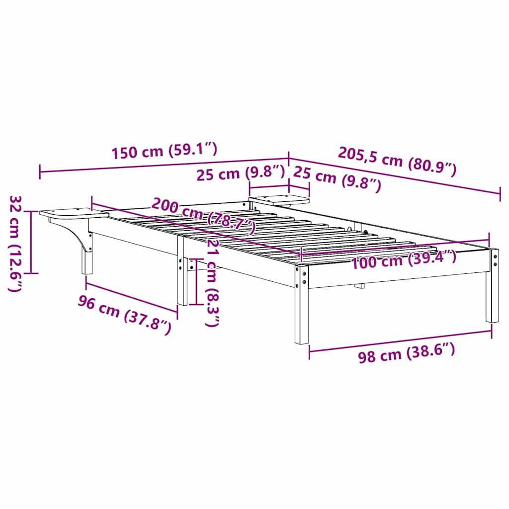 vidaXL Bettrahmen Wachsbraun 100 x 200 cm Massives Kiefernholz