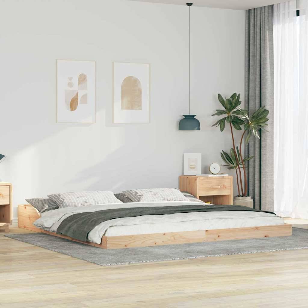 vidaXL Bettrahmen Braun 180 x 210 cm Massives Kiefernholz
