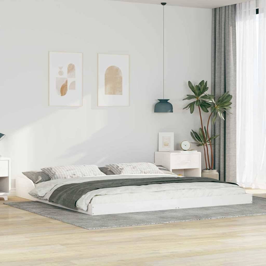 vidaXL Bettrahmen Weiß 200 x 220 cm Massives Kiefernholz
