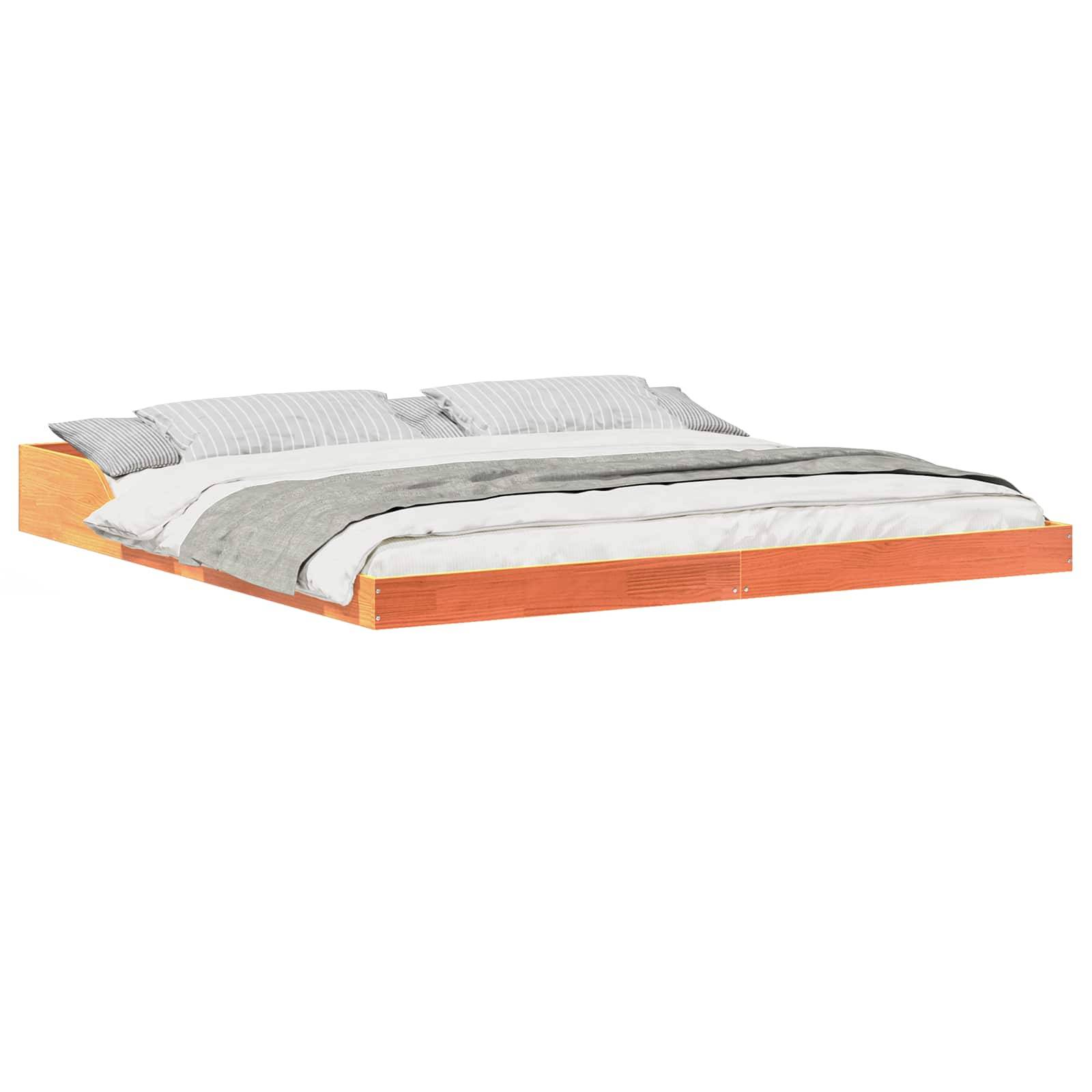 vidaXL Bettrahmen Wachsbraun 200 x 220 cm Massives Kiefernholz