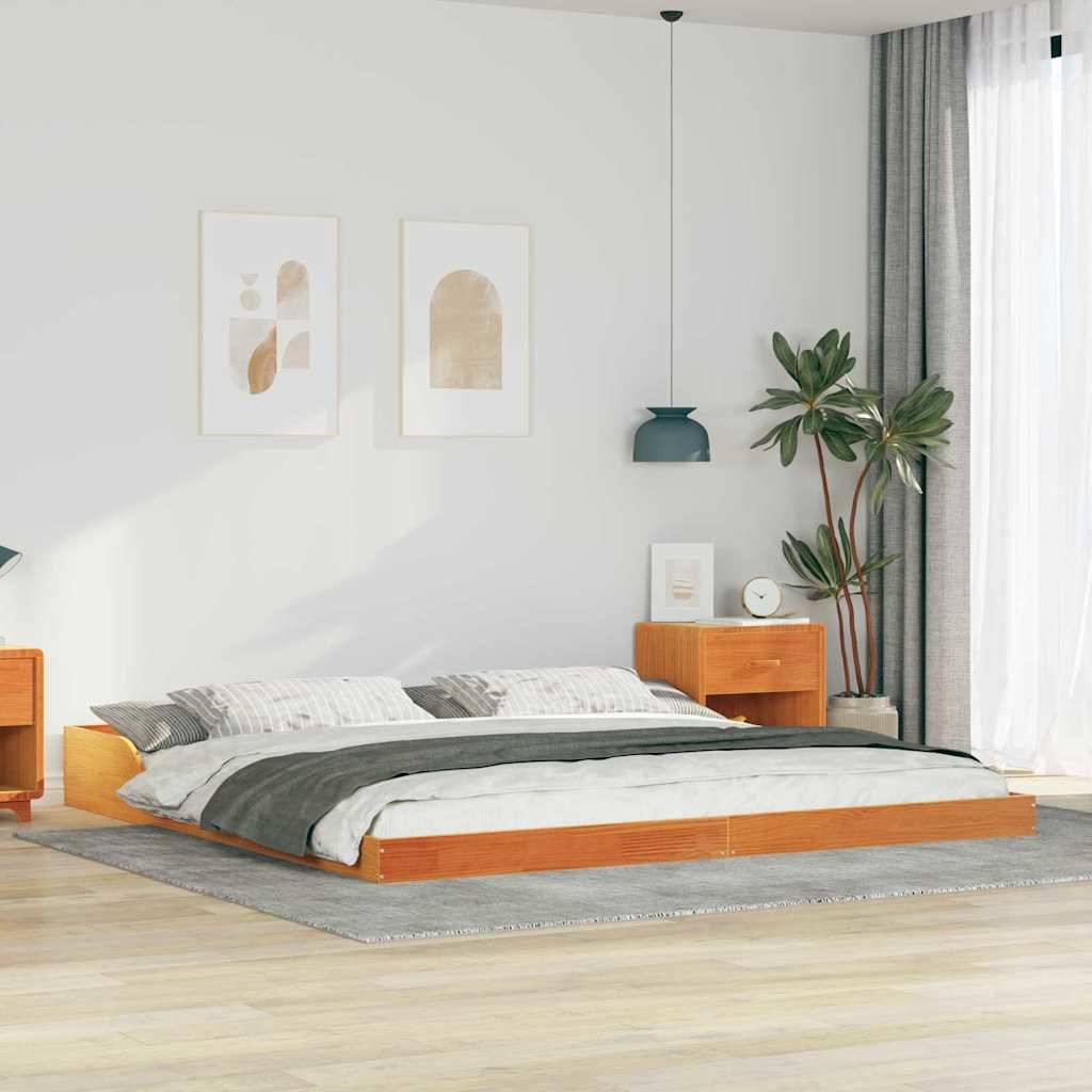 vidaXL Bettrahmen Wachsbraun 180 x 210 cm Massives Kiefernholz