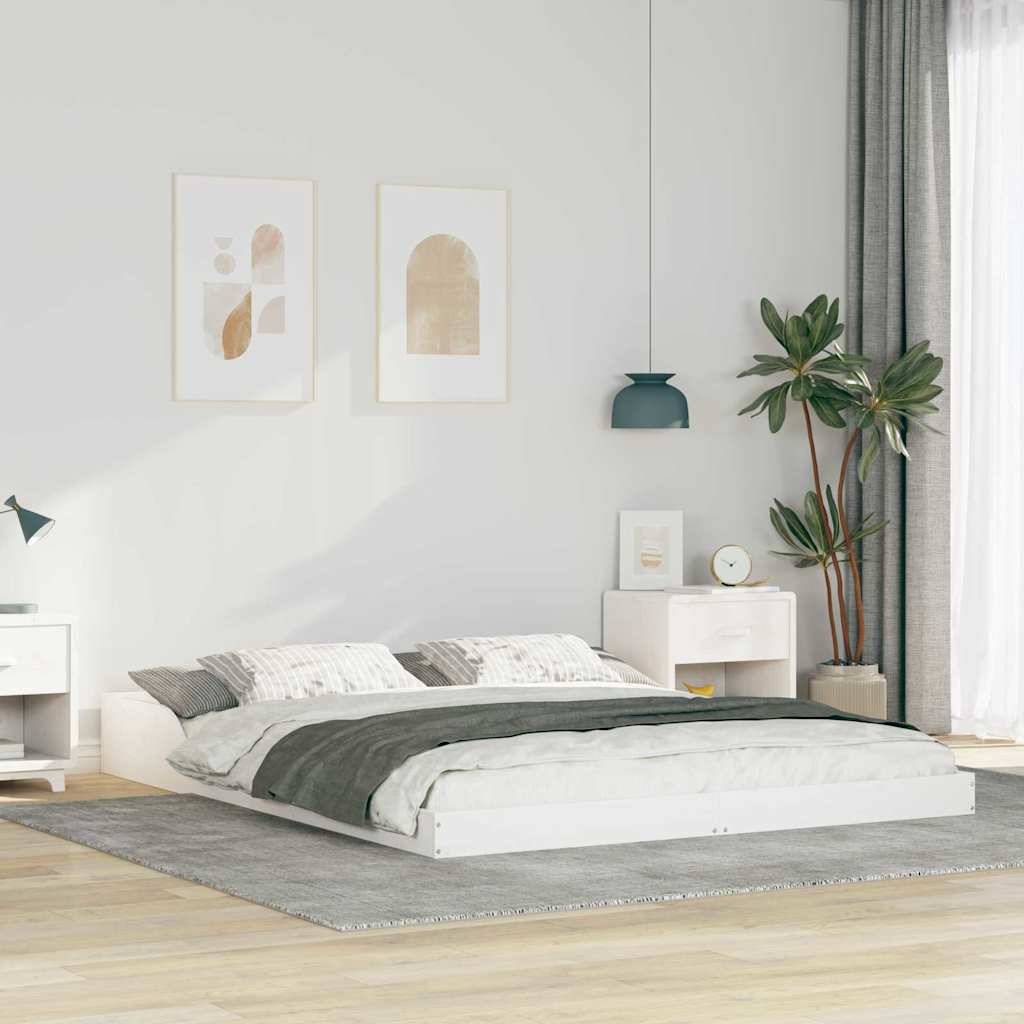 vidaXL Bettrahmen Weiß 140 x 220 cm Massives Kiefernholz