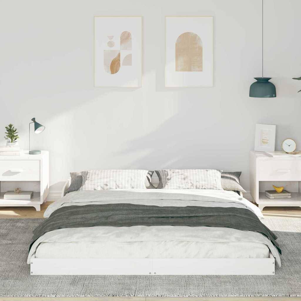 vidaXL Bettrahmen Weiß 140 x 220 cm Massives Kiefernholz