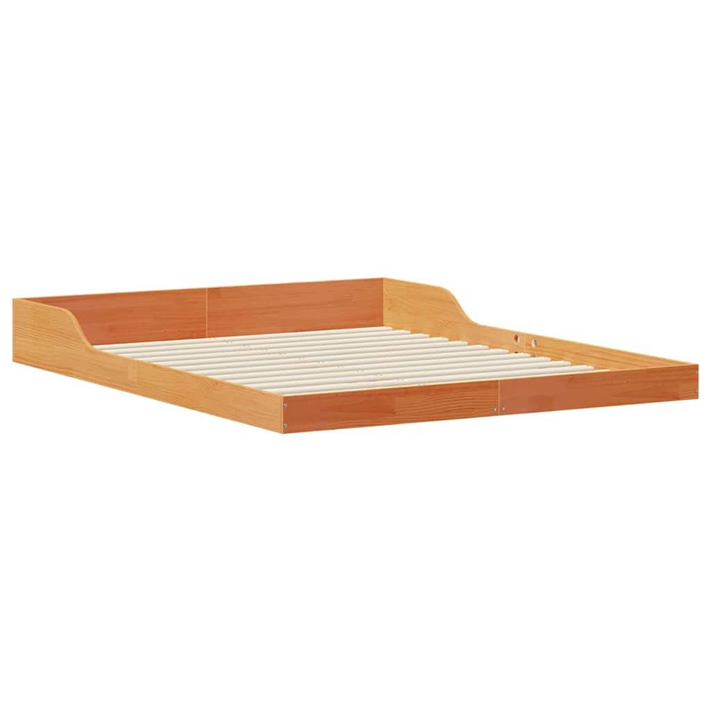 vidaXL Bettrahmen Wachsbraun 140 x 210 cm Massives Kiefernholz