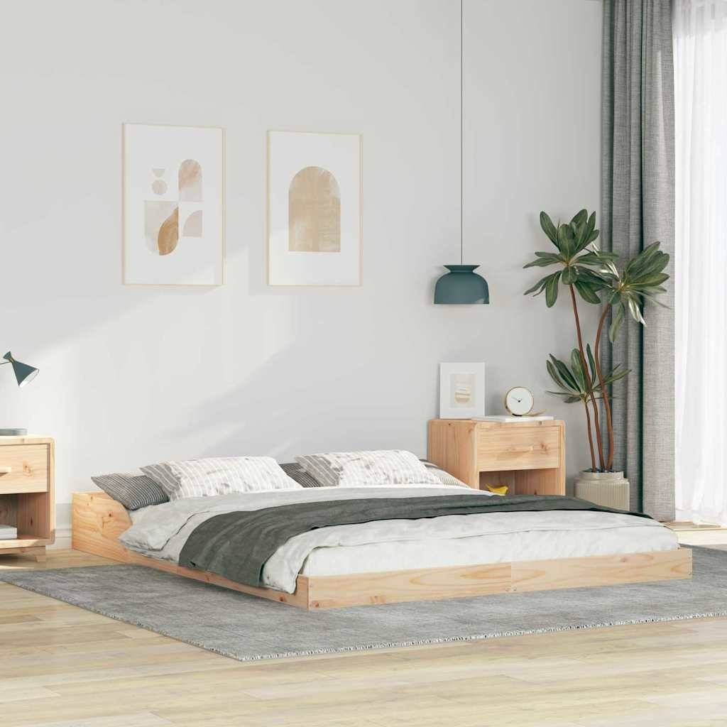 vidaXL Bettrahmen Braun 150 x 200 cm Massives Kiefernholz
