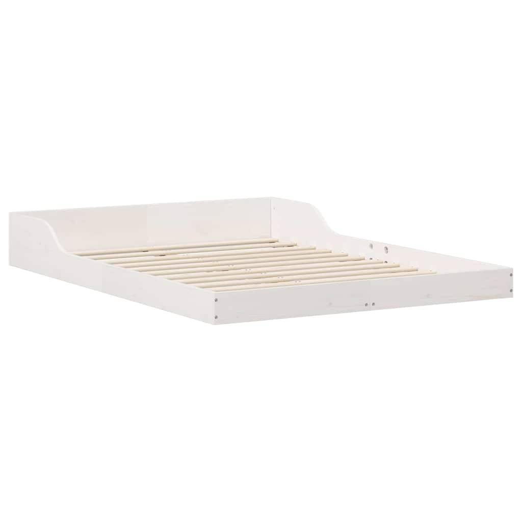 vidaXL Bettrahmen Weiß 140 x 190 cm Massives Kiefernholz