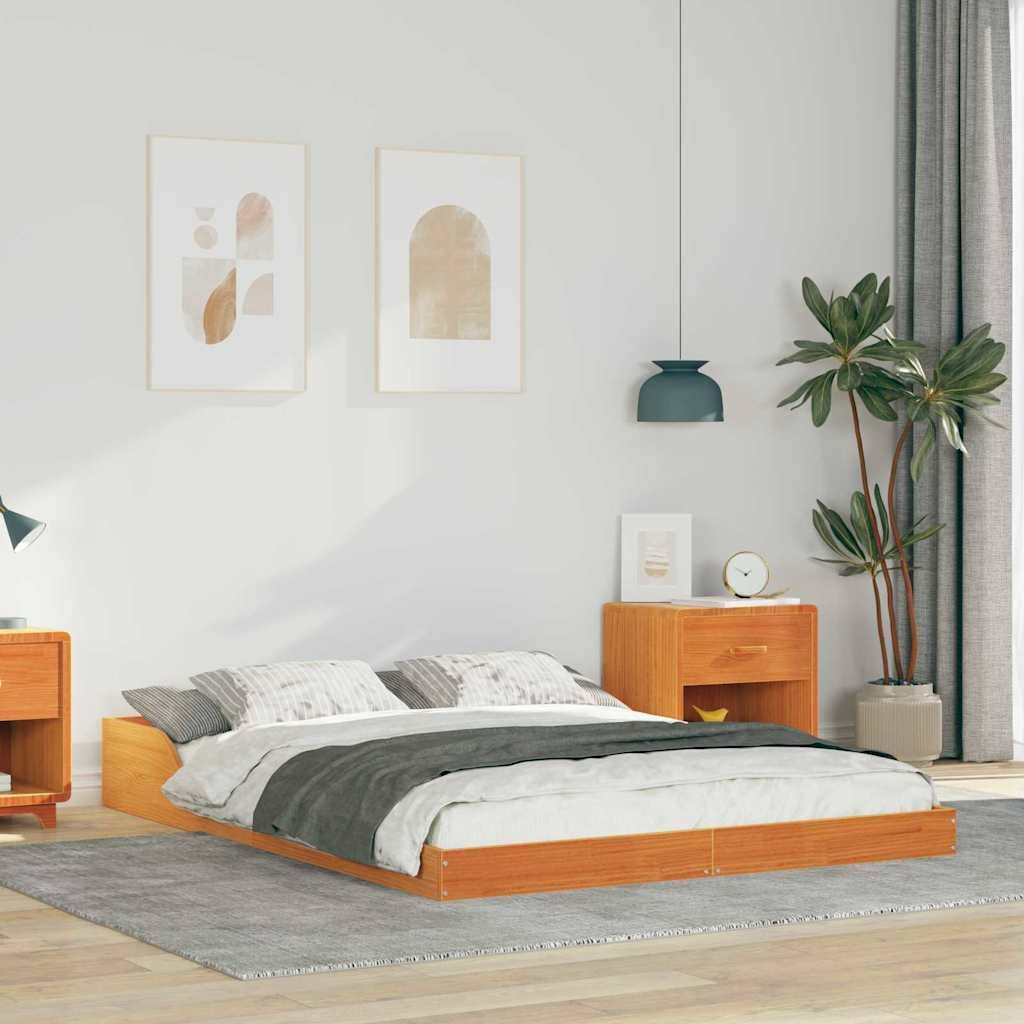 vidaXL Bettrahmen Wachsbraun 120 x 200 cm Massives Kiefernholz