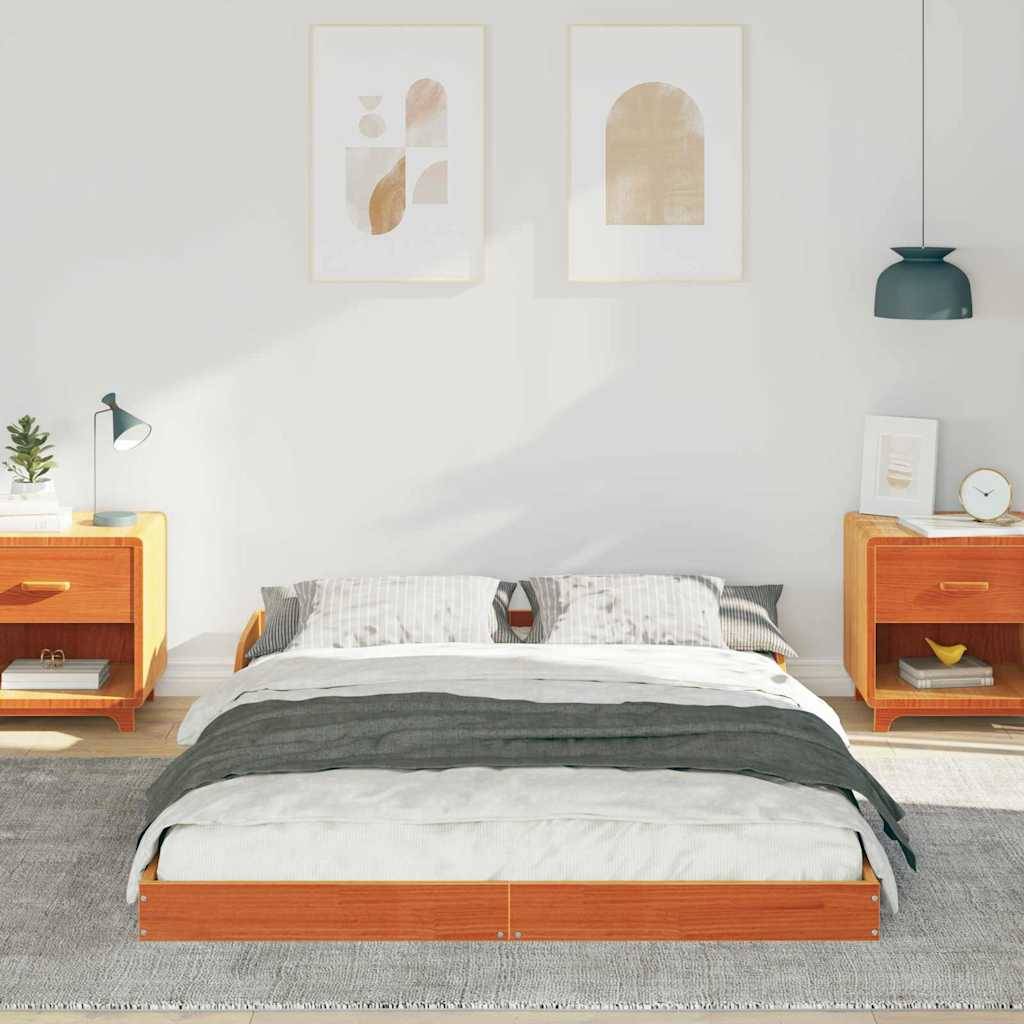 vidaXL Bettrahmen Wachsbraun 120 x 200 cm Massives Kiefernholz