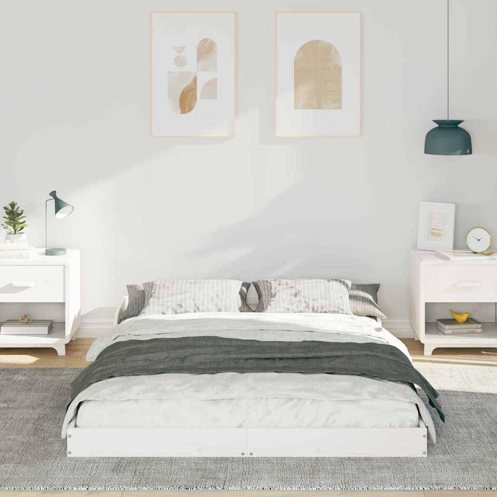 vidaXL Bettrahmen Weiß 140 x 190 cm Massives Kiefernholz