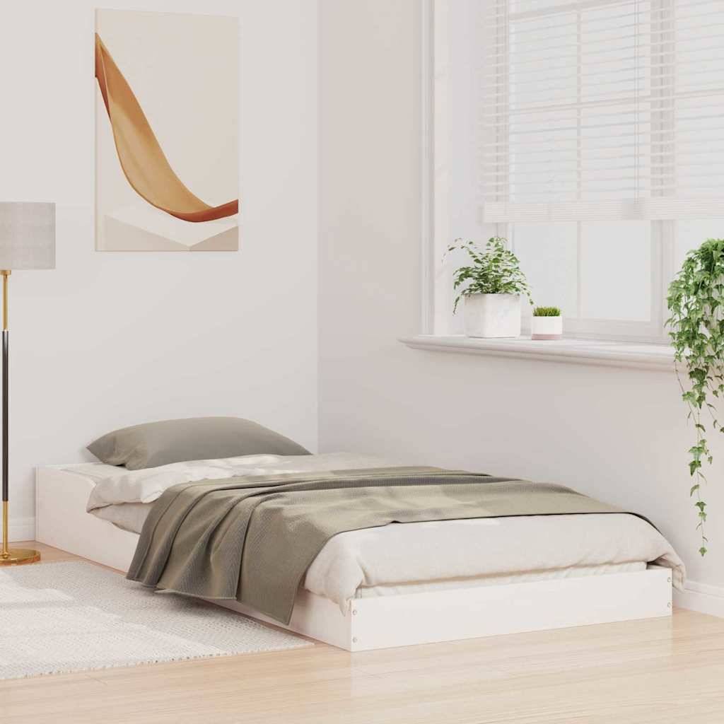 vidaXL Bettrahmen Weiß 90 x 210 cm Massives Kiefernholz