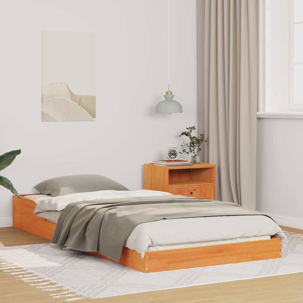 vidaXL Bettrahmen Wachsbraun 90 x 200 cm Massives Kiefernholz
