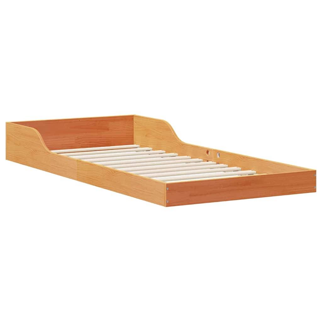 vidaXL Bettrahmen Wachsbraun 90 x 200 cm Massives Kiefernholz