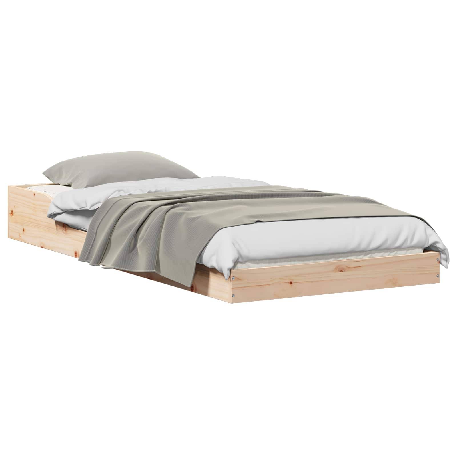 vidaXL Bettrahmen Braun 90 x 210 cm Massives Kiefernholz