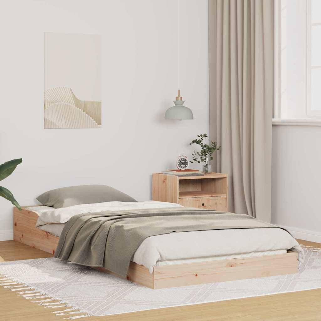 vidaXL Bettrahmen Braun 90 x 210 cm Massives Kiefernholz