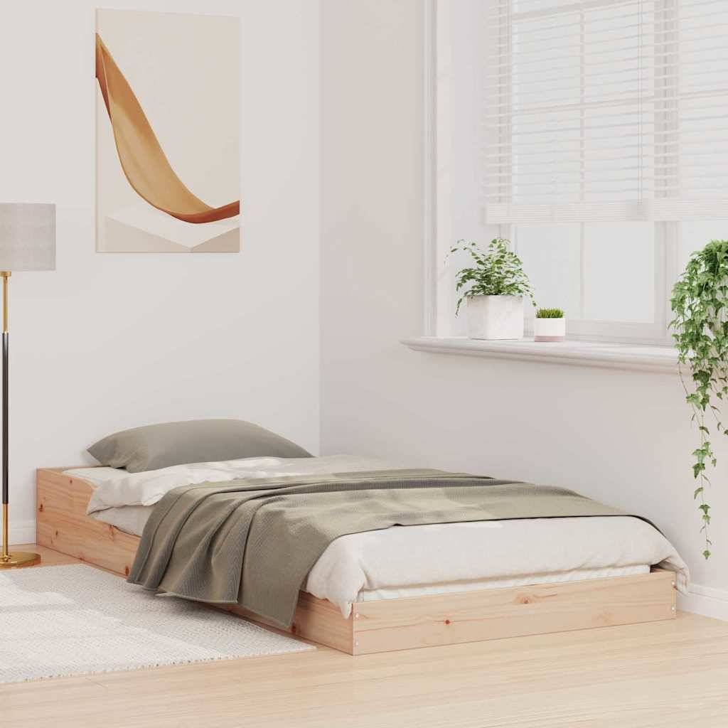 vidaXL Bettrahmen Braun 90 x 210 cm Massives Kiefernholz