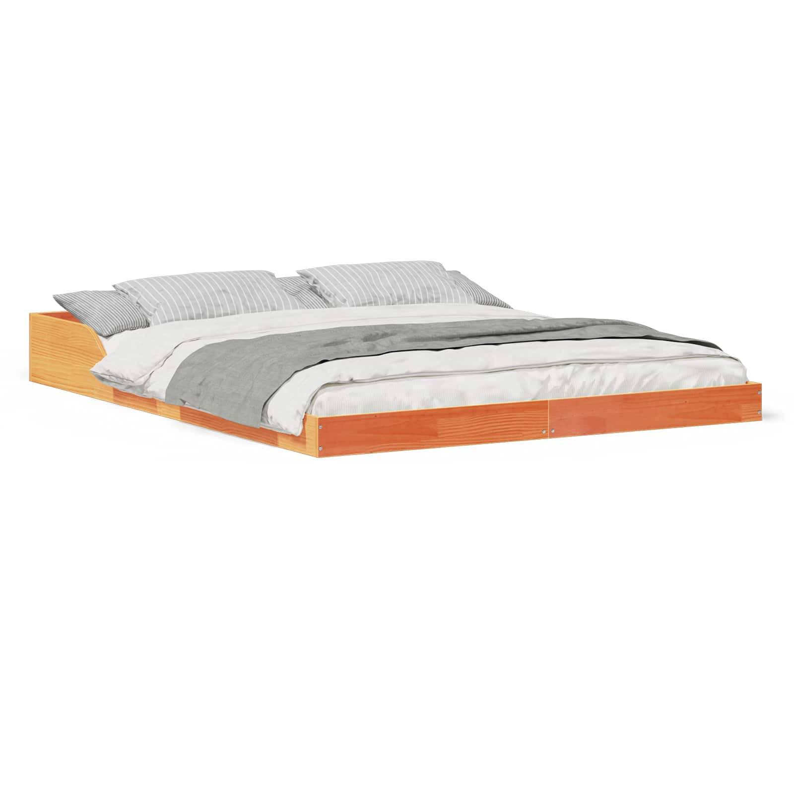 vidaXL Bettrahmen Wachsbraun 160 x 210 cm Massives Kiefernholz