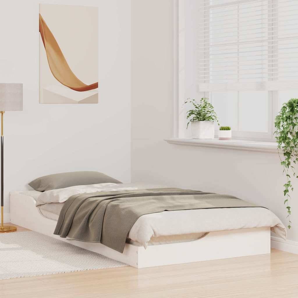 vidaXL Bettrahmen Weiß 100 x 200 cm Massives Kiefernholz