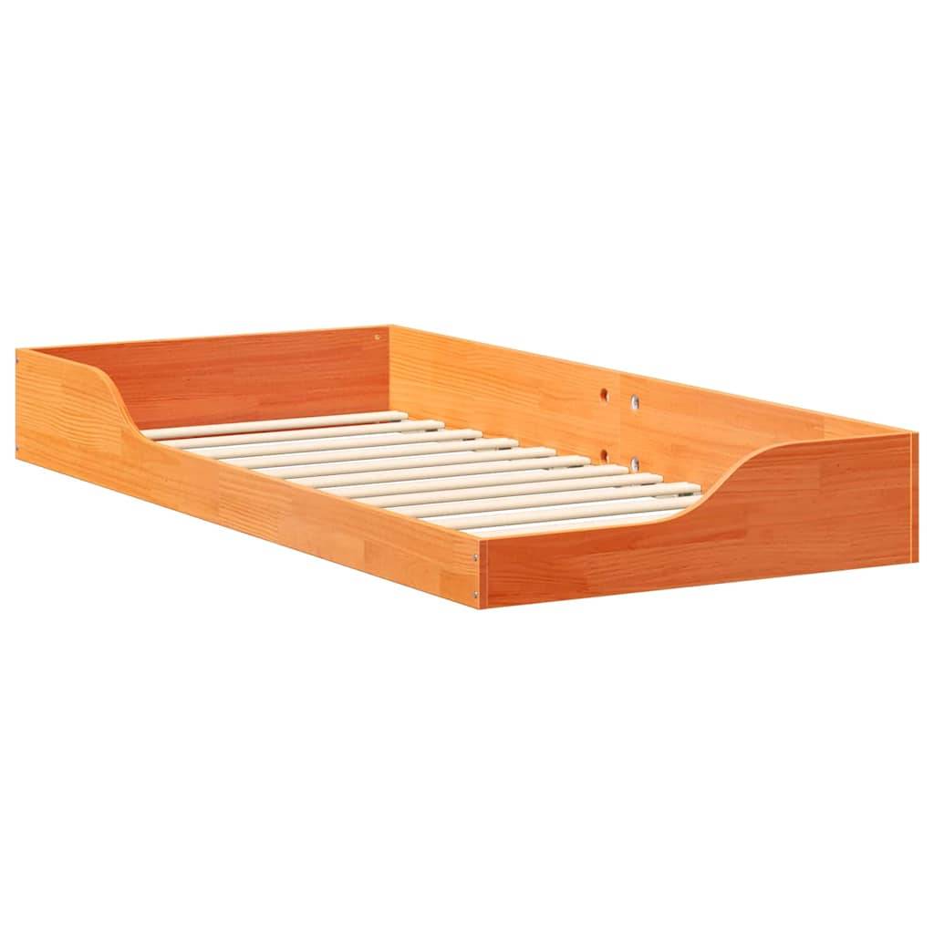vidaXL Bettrahmen Wachsbraun 90 x 200 cm Massives Kiefernholz