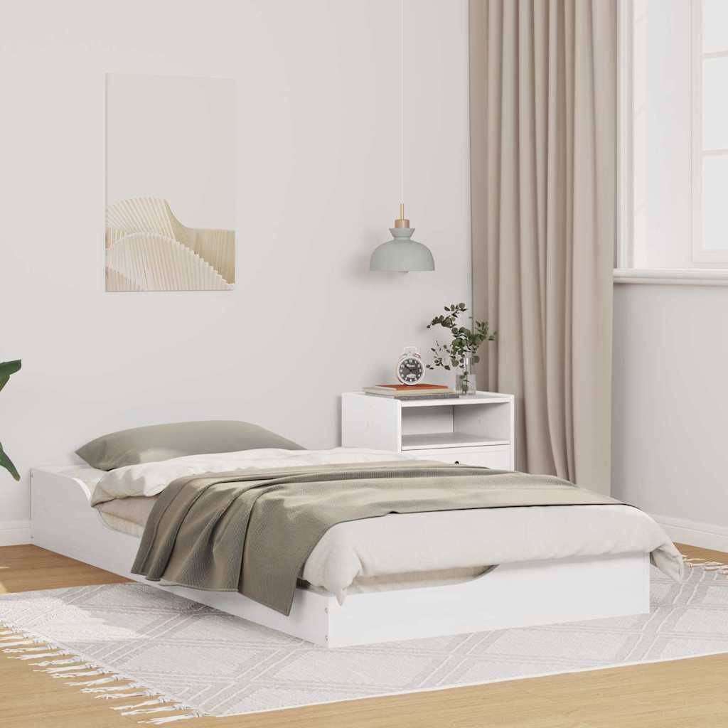 vidaXL Bettrahmen Weiß 90 x 190 cm Massives Kiefernholz