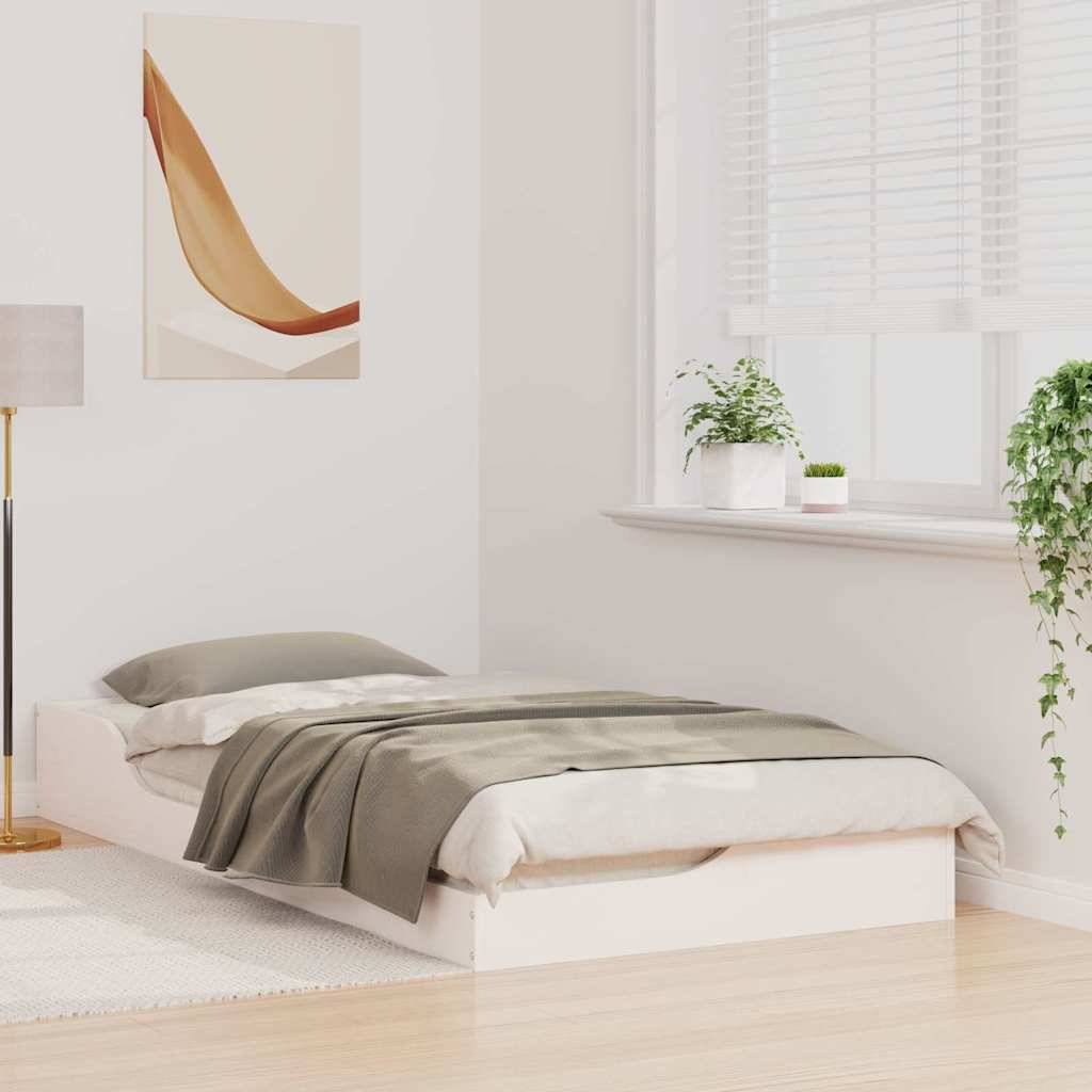 vidaXL Bettrahmen Weiß 90 x 190 cm Massives Kiefernholz