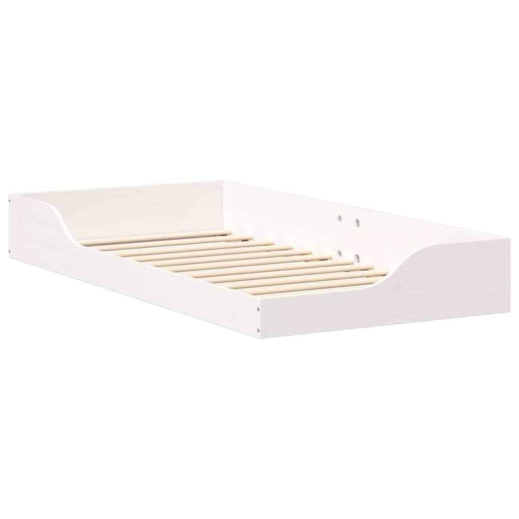 vidaXL Bettrahmen Weiß 90 x 190 cm Massives Kiefernholz