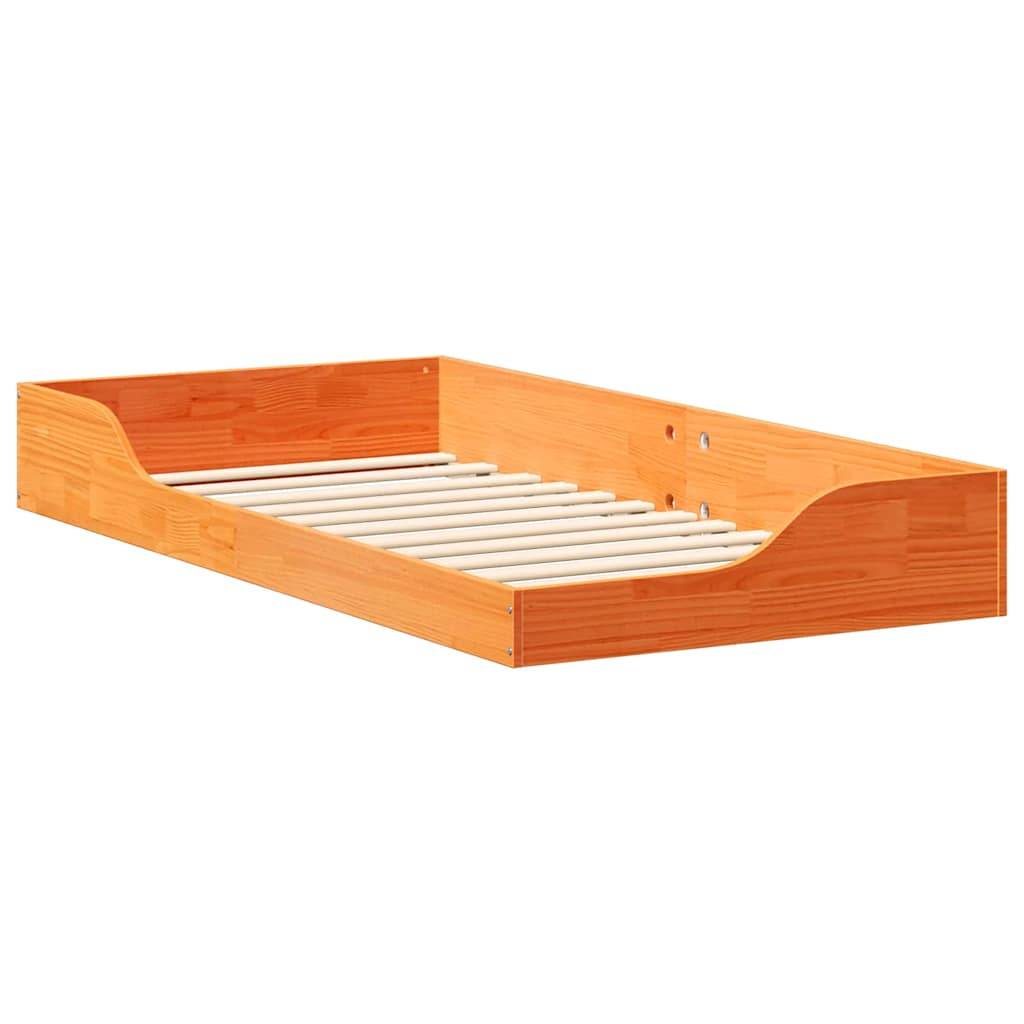 vidaXL Bettrahmen Wachsbraun 90 x 190 cm Massives Kiefernholz
