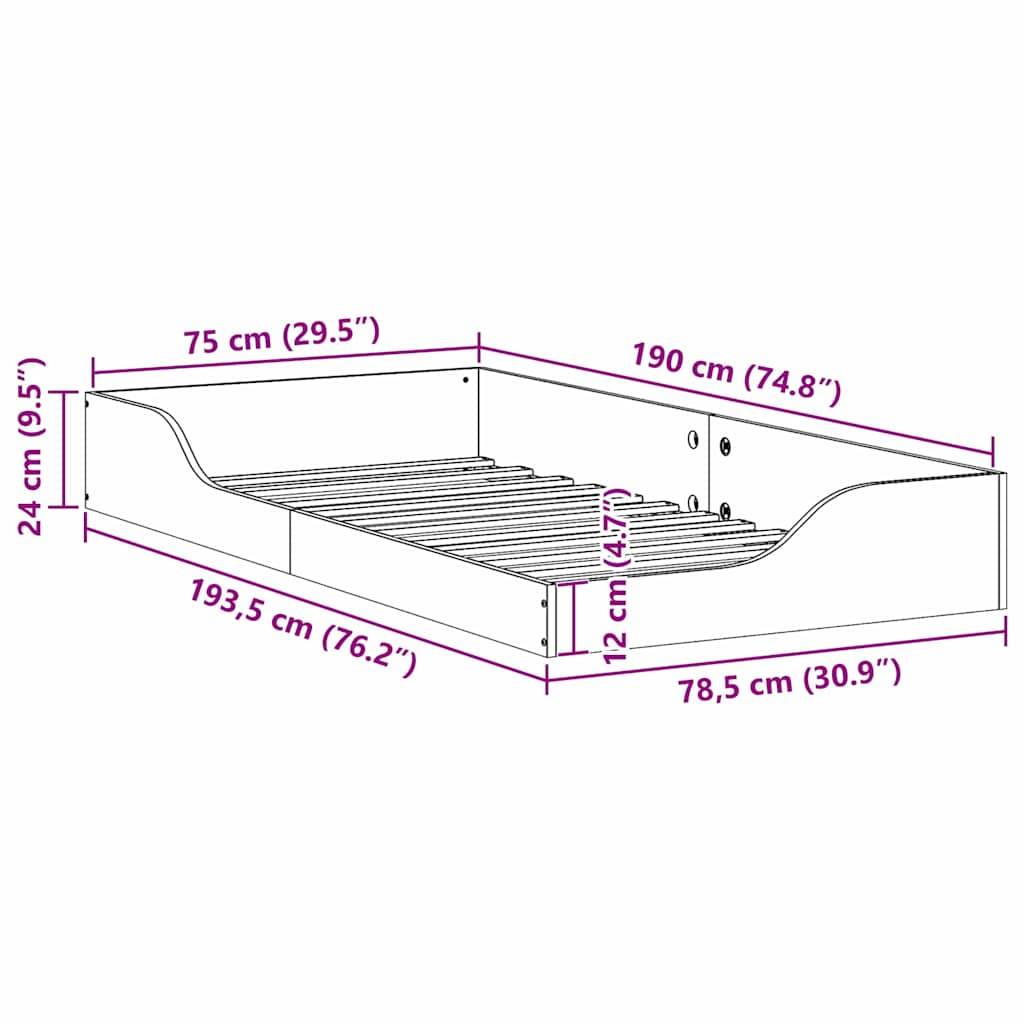 vidaXL Bettrahmen Wachsbraun 75 x 190 cm Massives Kiefernholz