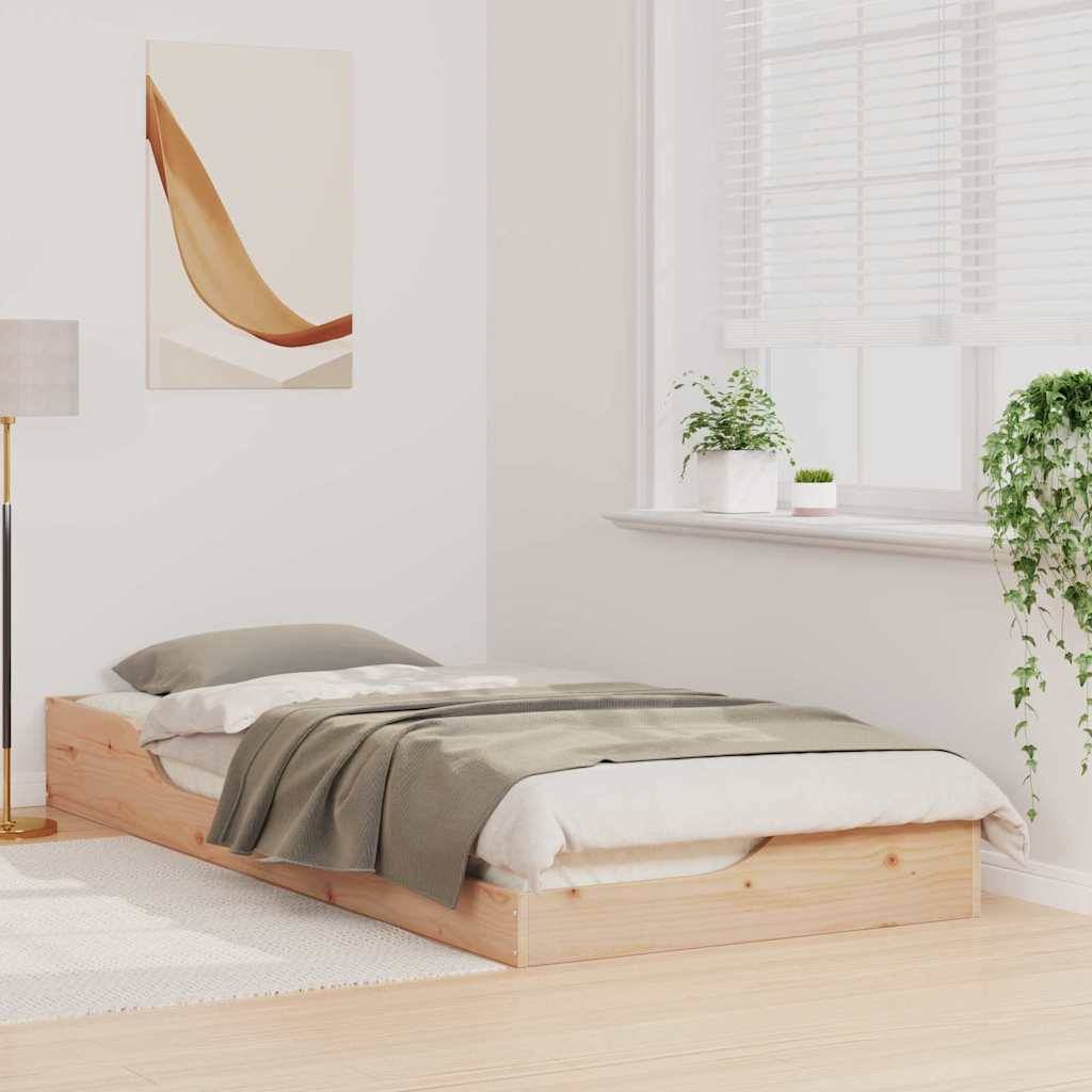 vidaXL Bettrahmen Braun 100 x 210 cm Massives Kiefernholz