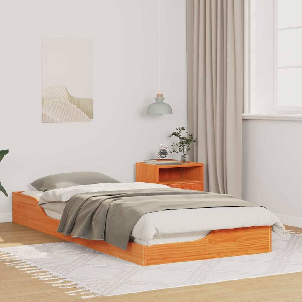 vidaXL Bettrahmen Wachsbraun 100 x 210 cm Massives Kiefernholz