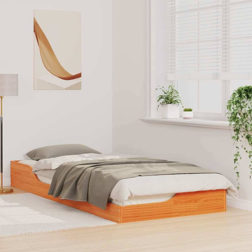 vidaXL Bettrahmen Wachsbraun 100 x 210 cm Massives Kiefernholz