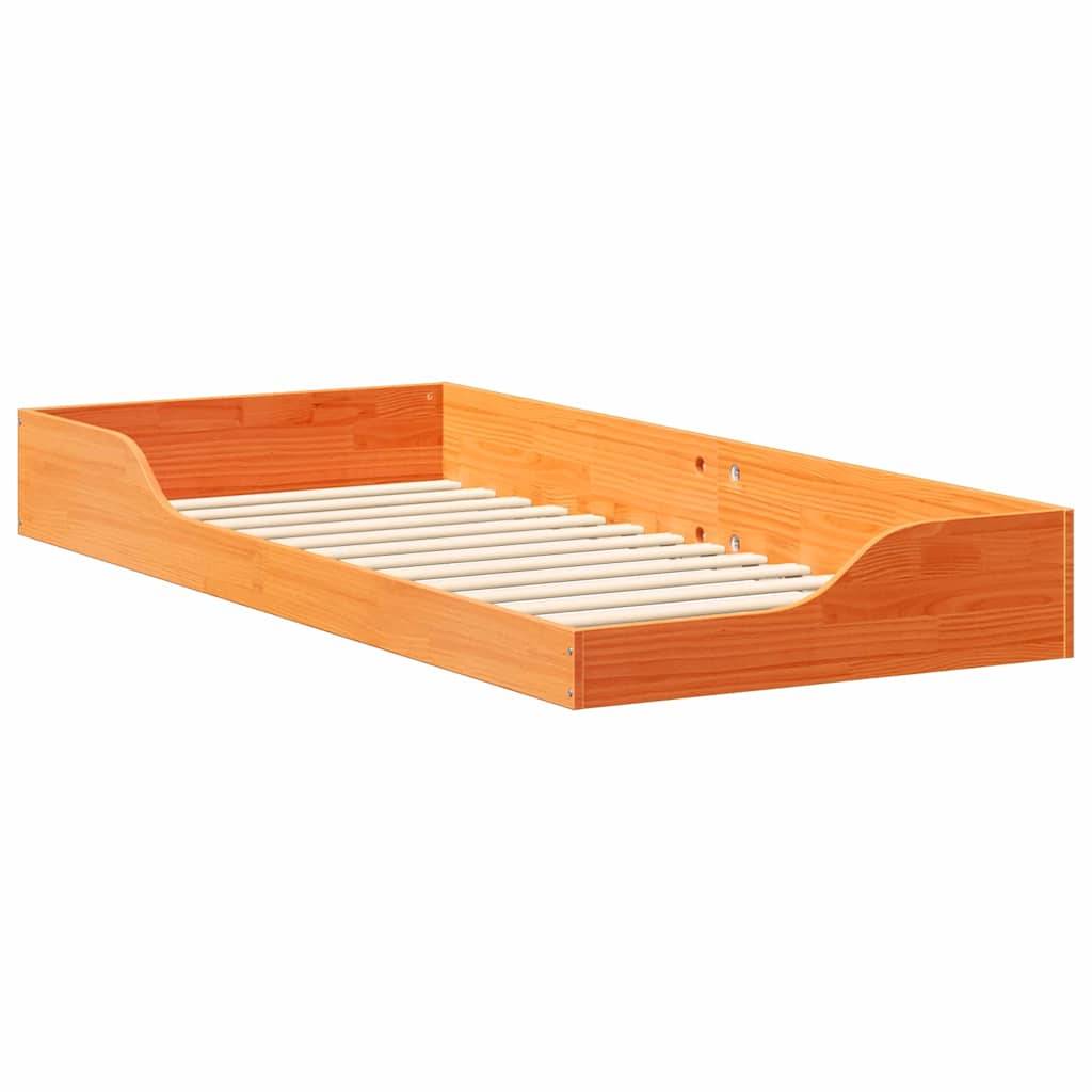 vidaXL Bettrahmen Wachsbraun 100 x 210 cm Massives Kiefernholz